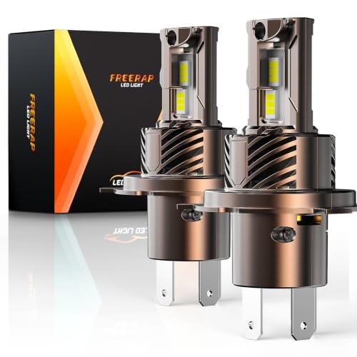 FREERAP H4 Led Headlight Bulb 36000LM 6500K Brighter 1:1 Size 120W Led Bulbs with Fan IP68 Waterproof Plug and Play 70000+ Hours Life Time Pack of 2(H4/HB2/9003)