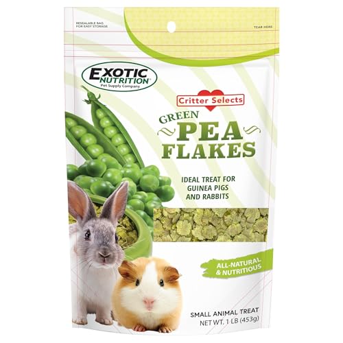 Exotic Nutrition Green Pea Flakes (1 lb.) - Healthy Natural Dried Vegetable Treat - for Rabbits Guinea Pigs Hamsters Chinchillas & Other Small Pets