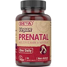 Deva Vegan Prenatal Multivitamin and Mineral Supplement - Once-Per-Day Formula - Vitamins A, C, D, E, K, B Complex, with Folate & Chelated Iron - 90 Coated Tablets, 1-Pack