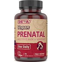 Deva Vegan Prenatal Multivitamin and Mineral Supplement - Once-Per-Day Formula - Vitamins A, C, D, E, K, B Complex, with Folate & Chelated Iron - 90 Coated Tablets, 1-Pack