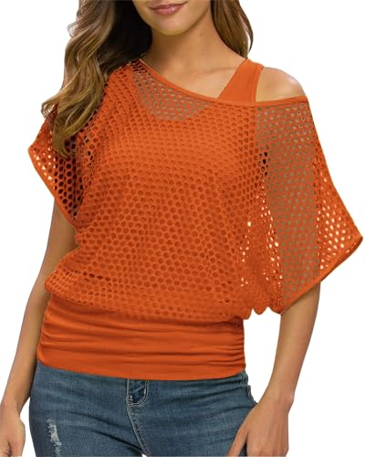 ELFIN T-Shirt en Maille pour Femme Tenue des années 80 pour Le Carnaval Fête à thème Haut en Maille Haut d'été