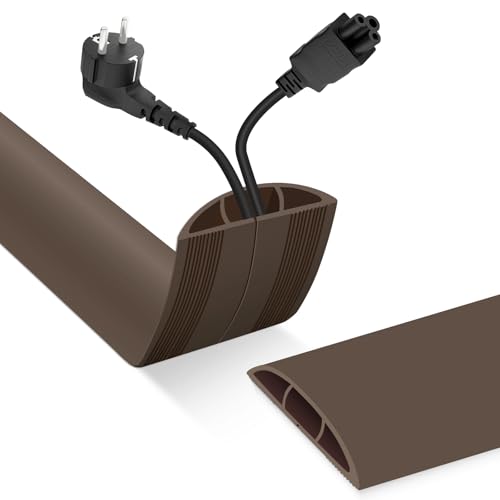 Image of Floor Cord Cover, Cable Protector, 0.63W x 0.31H inches, Wire Cover for Extension Cords, Floor Cable Covers Prevent Cable Trips (Brown, 50-3.3 Feet)