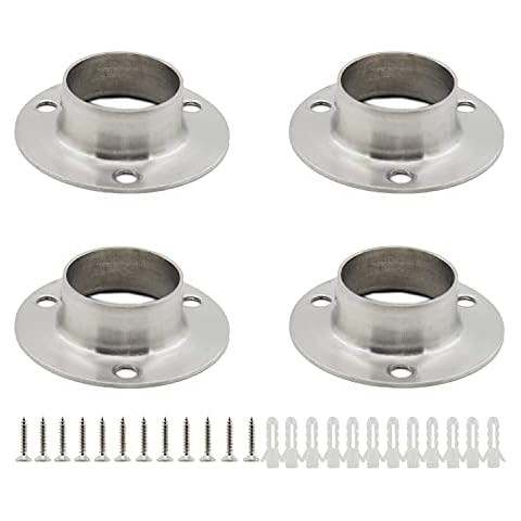 Ulifestar 4 PCS Shower Curtain Rod Holder, Closet Rod Brackets Heavy Duty Stainless Steel Pipe Pole Flange Socket Wardrobe Bracket End Supports,Easy Installation Quick Removal (Diameter 25mm/1'') Cover