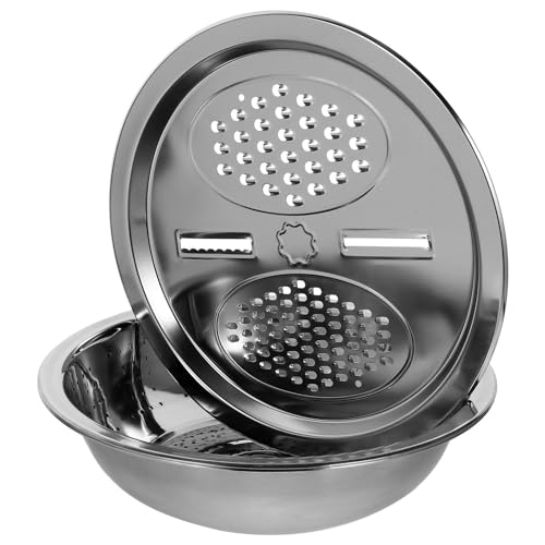 Genérico Rallador Multifuncional Adecuado para Almacenar Frutas y Verduras de Acero Inoxidable Gran Capacidad y Escurridor Integrado para Cocina