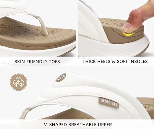 Image of ONCAI Women's Orthotic Cushion Flip Flops Recovery Walking Sandals for Women with Arch Support Summer Comfortable Slip On Flip Flops for Womans Size 6-12