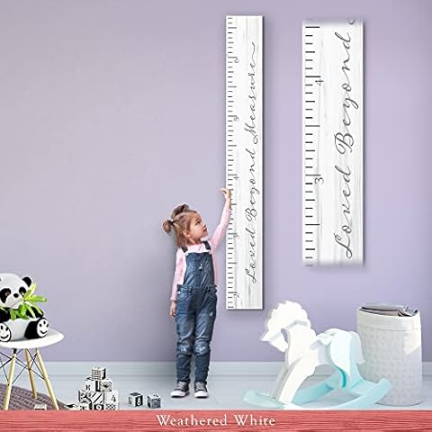 Wooden Kids Growth Chart Ruler for Boys and Girls (Loved Beyond Measure) Back40Life (Weathered White) Cover