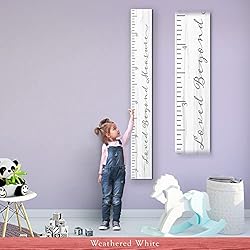 Back40Life Wooden Kids Growth Chart Ruler for Boys and Girls (Loved Beyond Measure) (Weathered White)