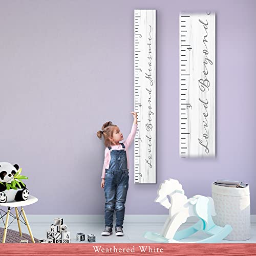 Back40Life Wooden Kids Growth Chart Ruler for Boys and Girls (Loved Beyond Measure) (Weathered White)