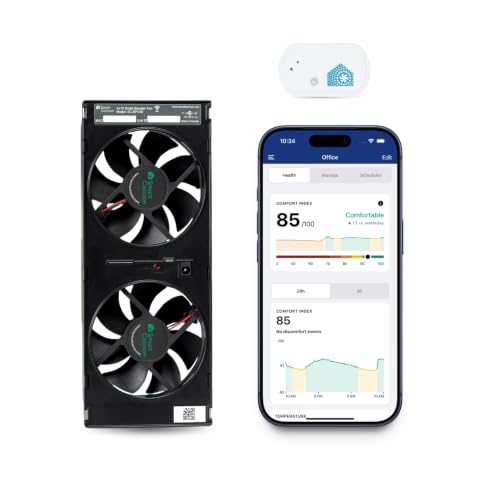 SMARTCOCOON 4X10 Register Booster Fan with Temperature & Humidity Sensor - Smart Dual Air Conditioner & Heater Floor Fan for Smart Home - Integrates with Ecobee & Nest Thermostats