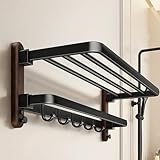 ITHKFU Handtuchhalter Wand Handtuchhalter Ohne Bohren Bad Schwarz Wandregal Badezimmer Mit 5 Handtuchhaken Kitchen Towel Holder