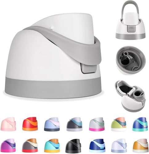 Ruzkq Replacement Lid for Owala Compatible with Owala Cup 16oz 24oz 32oz 40oz One Button Water Bottle Top Lid Replacement Accessory Leakproof BPA-Free (Ash White)