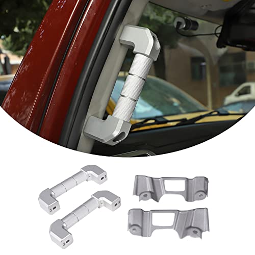 LLKUANG Piezas de repuesto para manija de pilar A de coche, compatible con Toyot@ FJ Cruiser 2007-2021, kit de repuesto de mango lateral de aleación de aluminio, 2 piezas (plateado)