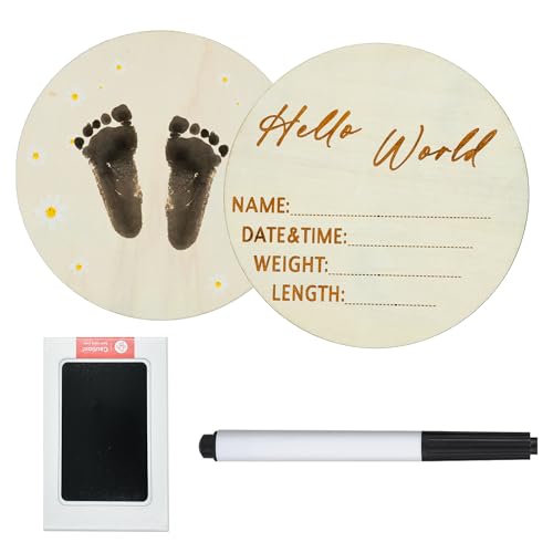 Image of baby announcement sign,hello world newborn sign,baby name sign,welcome baby sign,birth announcement sign (Wood color(flower))