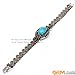 GEM-Inside Semi Blue Dyed Turquoise Link Bracelet Oval Beads Tibetan Silver Marcasite 7 Inches