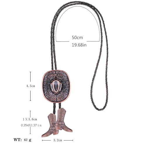 Image of GelConnie Bolo Ties for Men Women Western Cowboy Tie Mens Western Necklace Leather Necktie Gold Bolero Tie Cowboy Necklace