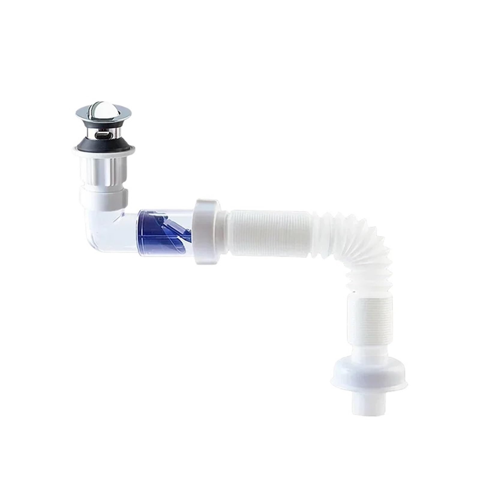 Kitchen Sink Drain Hose Basin Odor Isolation Drain Sink Wash Basin Universal Horizontal and Vertical Drain Pipes Accessories(White-1PC)