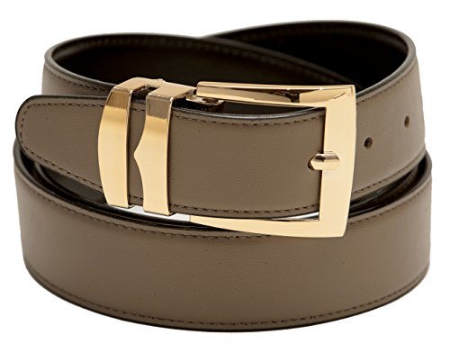 Concitor Men's Belt Reversible Wide Bonded Leather Gold-Tone Buckle TAUPE/Black 36