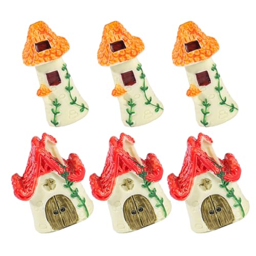 BAZEITFLOW 6 Figuras Microjardín Resina, Mini Casas Decorativas Pequeñas (6 Piezas), Decoración Creativa de Jardín Micropaisajes para Patio y Exteriores