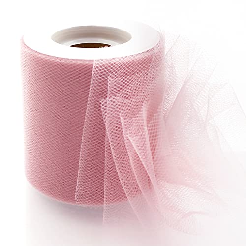 Image of 3 inch Premium Tulle Fabric Roll for Crafts, Wedding, Party Decorations, Gifts - Dusty Rose 100Yard Spool