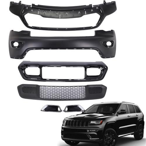 CAREONLINE New 6 PCS Front Bumper Cover Set Assembly Kit Fits for 2017-2022 J-e e-p Grand Cherokee, OE：68262001AA