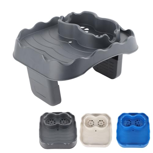 MOUMOUTEN Hot Tub Table Tray, Adjustable Anti Slip Table Tray with Drain Holes, Spa Companion, for Poolside Convenience(gray)