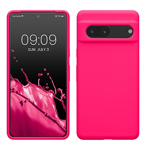 Image of kwmobile Case Compatible with Google Pixel 7 Case - TPU Silicone Phone Cover with Soft Finish - Neon Pink