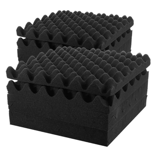 Hemobllo 12piezas Algodón Absorbente del Sonido Olas Panel de Poliestireno Ignífugo Unidades Resistente al Fuego para Teatros y Oficinas Aislamiento Alta Densidad