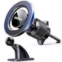 UGREEN Supporto Telefono Auto MagSafe 2 in 1 con Gancio e Adesivo, Porta Telefono Macchina Rotazione 360° per iPhone 17 Pro Max Air16/15/14; Galaxy S25/S24 Per il Cruscotto & Presa d'Aria