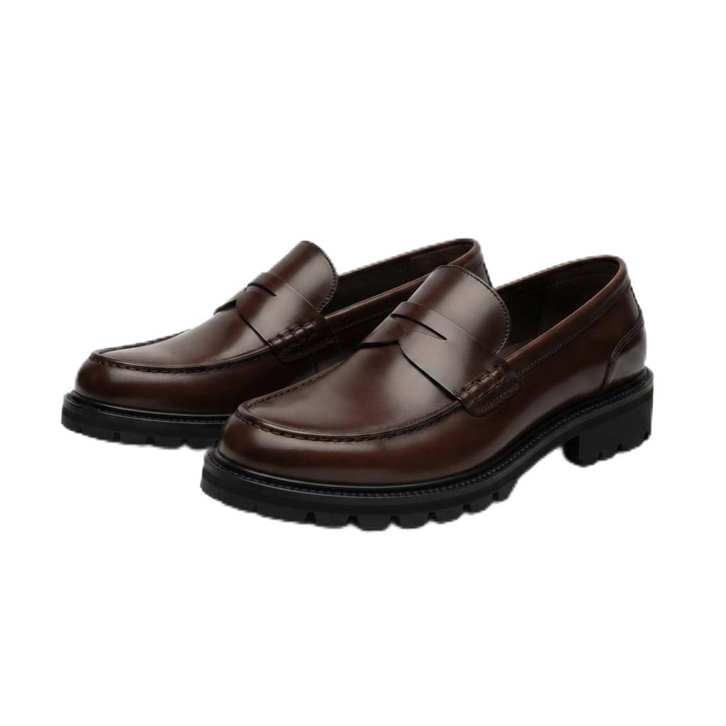 costoso italiano Knowlton Men's Penny Loafers, Brown Leather, Lug Sole-picture-36