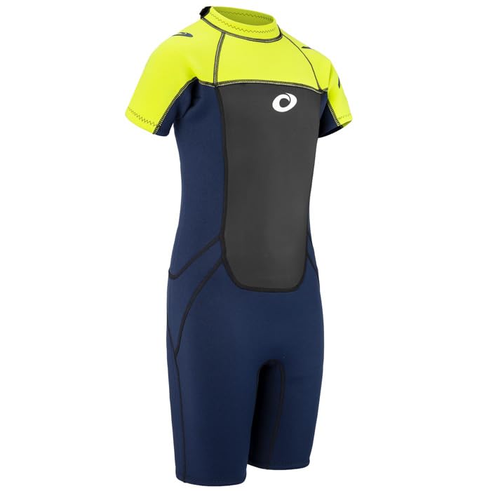 Osprey Origin 3mm Wetsuit, Kids Shortie Summer Wetsuit, Boys and Girls Short Sleeve Wetsuit Neoprene, XXS, Yellow