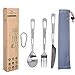 iBasingo Titan Geschirr Set Camping Gabel Löffel Messer Indoor Outdoor Ultraleichtes Besteck Proable Travel Picknick Wandern Rucksack Küche Geschirr Tägliche Utensilien Ti1051T