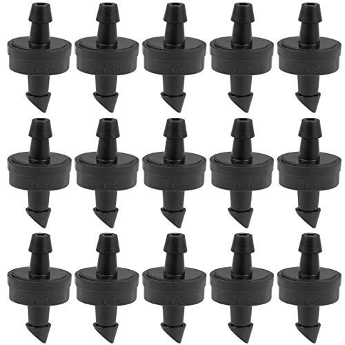 N/A Pressure Compensation Dripper 2.6GPH 10L/H Transmitter for Irrigation Garden Lawn Drop with Barbed Plastic Hose Connector Black 15 Pieces