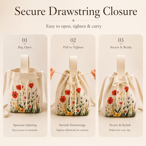 Image of Kawn Women's Crochet Drawstring Bucket Bag, Stylish Tote Purse, Crossbody Shoulder Bag, Boho Chic Handbag for Beaches, Party and Everyday Use.