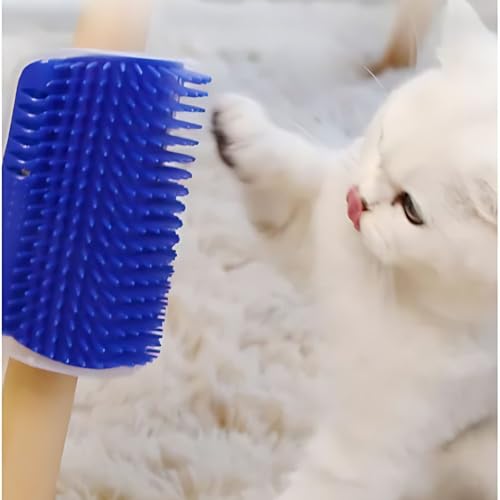 Escova Massageadora para Gatos 2 em 1 – Tira Pelos e Massagem com Catnip, Fácil de Montar e Aderir