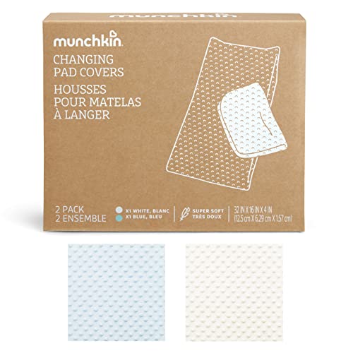 Munchkin® Diaper Changing Pad Covers, 2 Pack, Blue/White – Fits Standard Contoured Changing Pads #TOP3