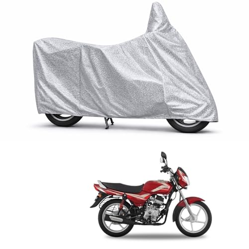 Image of 100% Waterproof Two Wheeler Body Cover Multi Layered Fabric Designed for Bajaj CT-100 | Belt Buckle Lock | Silver Mag