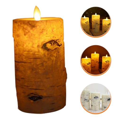 Vela LED de cera con efecto abedul y luz nocturna decorativa 6