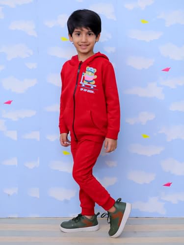 Image of The Mom Store Kids Sweatshirt With Joggers Set| Cotton With French Terry | Cute Prints | Warm | For Boys & Girls | Trendy Winter Sets For Kids | Hoodie And Sweatpant Set
