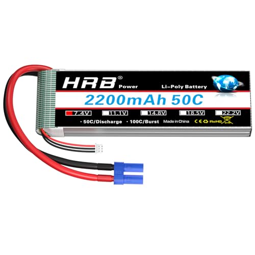 HRB 2S Lipo Battery 2200mAh 7.4V 50C EC3 Plug RC Lipo Battery Compatible with RC Car Truck...