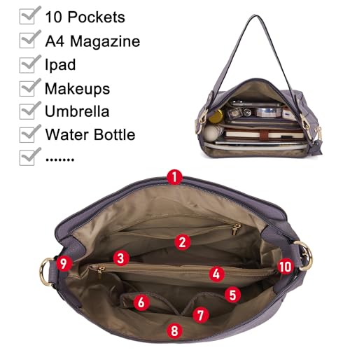 Image of Qiyuer 13 inch Women Spacious Soft PU Handbag Hobo Bag Purse Wallet Set 4pcs | Large, Dual-use Crossbody & Shoulder Bag, Multi-pocket, Divided Compartments, Fits Tablet, Versatile for Daily & Work