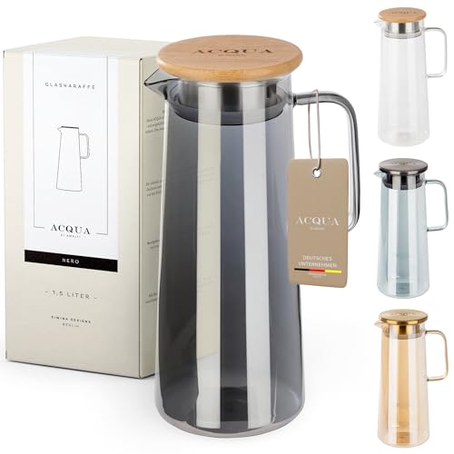ACQUA DI AMALFI® Glaskaraffe mit Deckel | Wasserkaraffe 1,5 Liter |...