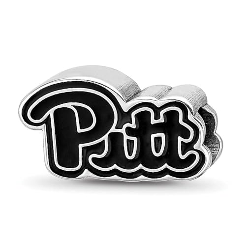 LogoArt Sterling Silver University of Pittsburgh Pitt Script Bead Charm
