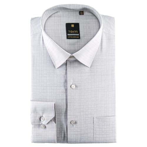 Image of 7-DAYS Premium Men's Formal Shirts - Cotton Rich, Textured Self-Design, Full Sleeve, Regular Fit, Wrinkle Resistant, with Pocket - Perfect for Office