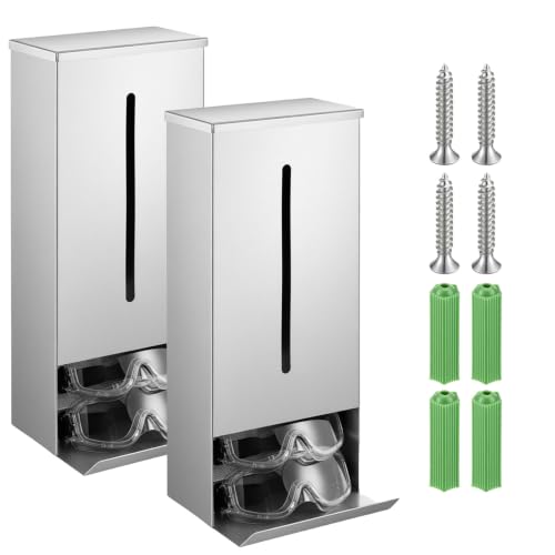 Image of 2 Pcs Stainless Steel Safety Glasses Dispenser with Lid, Wall Mount, Countertop, 16 x 6.75 x 5.75 Dustproof Safety Glasses Holder Case for Lab Industrial Factory Protective Eyewear Goggles