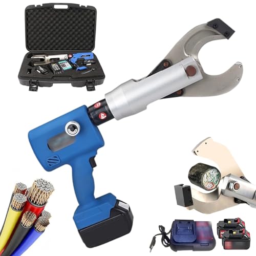 JKSVTF Wire Cutters Heavy Duty, Hydraulic Cable Cutter with 2 Cordless Power Supplies Hydraulic Wire Cutting Tool, for Cu/Al Cable (B)