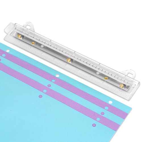 AEFFNOC 3 Hole Punch Portable 3 Hole Puncher for Binder Three Hole Punchers with 10 Inches Ruler 3 Ring Hole Punches 5 Sheets Capacity for School Office (White)