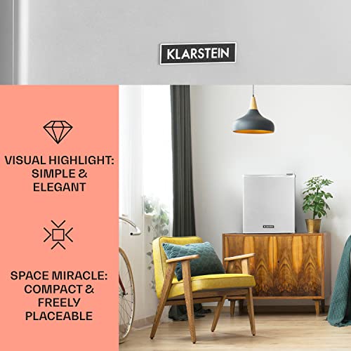 KLARSTEIN Mini Fridge for Bedrooms, Food, Drinks, Beer & Skincare Fridge Cooler, 30L Table Top Fridge w/Adjustable Shelves, Quiet & Small For Home & Office