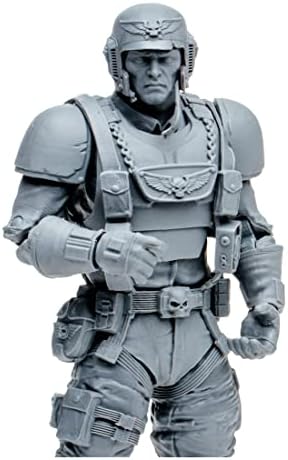 McFarlane Toys, Warhammer 40000 Darktide Veteran Guardsman Action Figure with 22 Moving Parts, Unpainted Collectible Warhammer Figure with collectors stand base, Customise Your Figure  Ages 12+