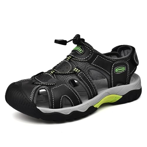 Men's Closed Toe Hiking Sandals Outdoor Athletic Waterproof Leather Sandals Lightweight Summer Walking Casual Water Shoes2