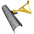 Garvee 6 ft Landscape Rake for Tractor, Heavy Duty 3 Point Tractor Rake with 37 Steel Tines and 360 Degree Rotation, Fit Cat1/Cat 2,Yellow